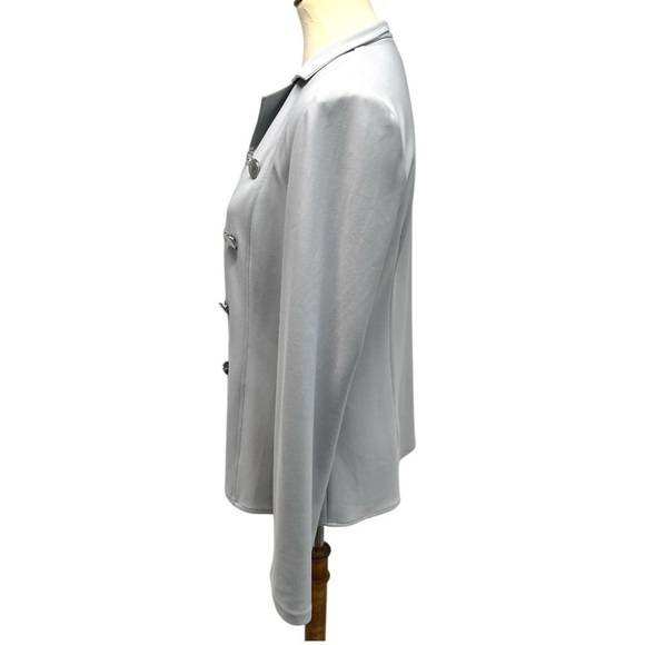 Joseph Ribkoff NWT Gray Frost Sparkle Open Front Long Sleeve Blazer Jacket 8 - Picture 4 of 14